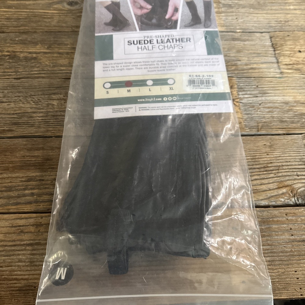 English Riding Half Chaps - Black or Brown Suede Leather - Size‎ M - Picture 2 of 8